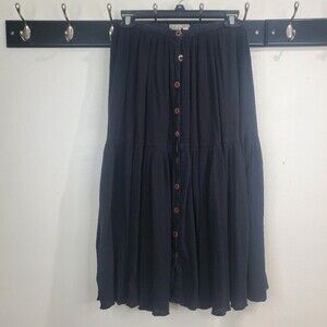 The Territory Ahead black cotton scrunched textured skirt w/front buttons size 4